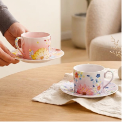 Floral Porcelain Mug & Saucer 250 ml